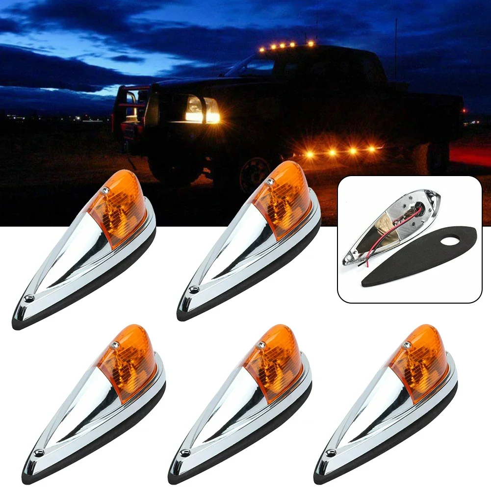 

5pcs Car Amber Lights Cab Marker Roof Top Clearance Light For Dodge Ram Ford Truck Semi-Trailer Tractors Dump Truck