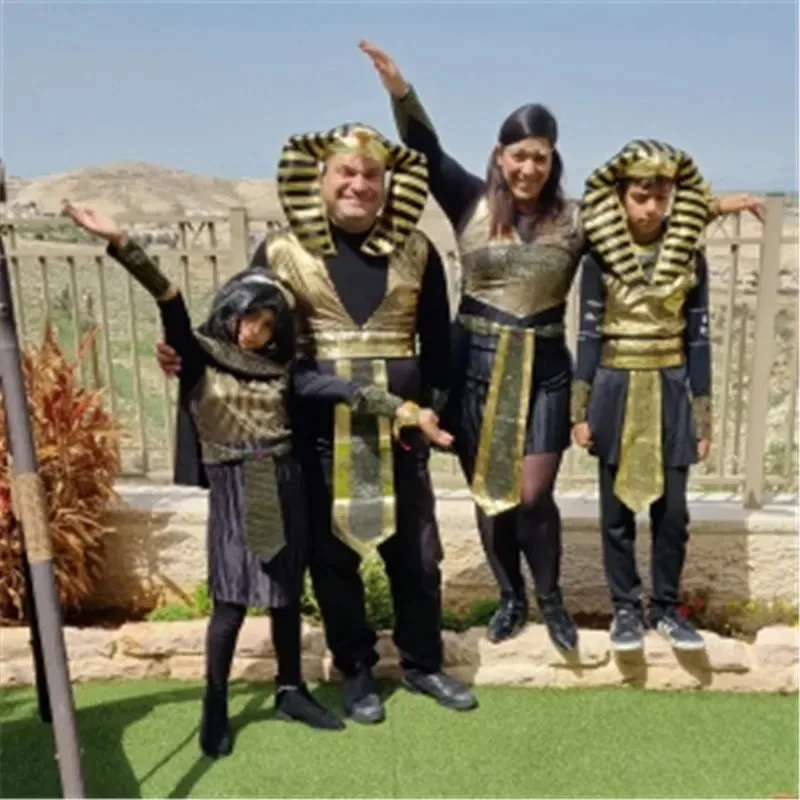 Carnevale Bambini adulti Bambini Faraone egiziano Costumi Cosplay Egitto Cleopatra Abito da festa reale