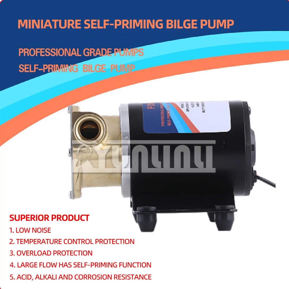 12v/24v Motorboat Yacht Deck Centrifugal Self Priming Bilge Pump Automatic Drainage Pump Large Flow Impeller Self-Priming Pump