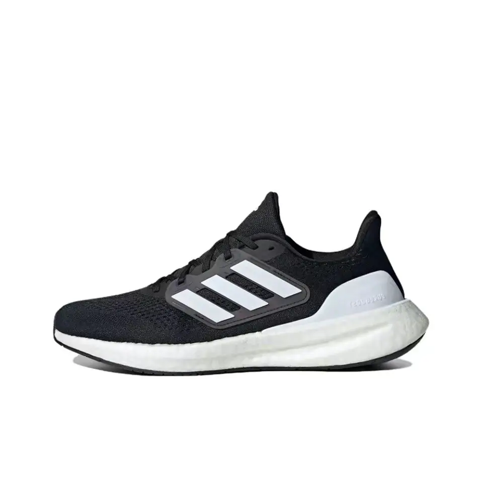 Adidas Pureboost 23 Plaid and Versatile Mesh Shock-Absorbing Anti-Slip Low-Top Running Shoes Men's Black