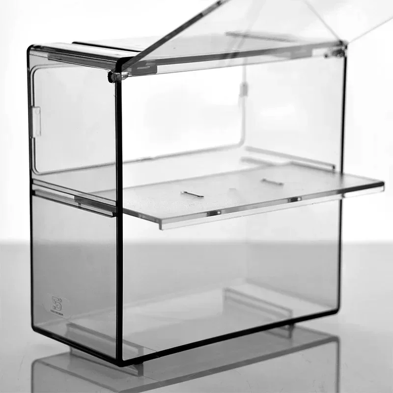 1 Set Double Layer Small Scale Car Model Display Box Transparent Dustproof Storage Box Large Capacity Desktop Organizer Box