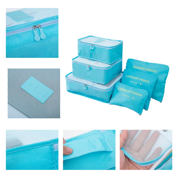 

6PCS Travel Storage Bag Large Capacity Packing Cubes Suitcase Pouch & Sorting Pouch Luggage Organizer for Clothes Underwear