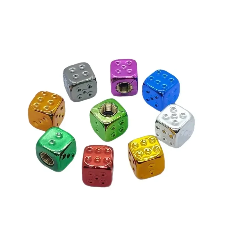 ABS,copper Tyre Valve Cap ABS Copper Electroplated Colorful Dice Design Schrader 16mm Universal Wheel Covers Funny Unique for
