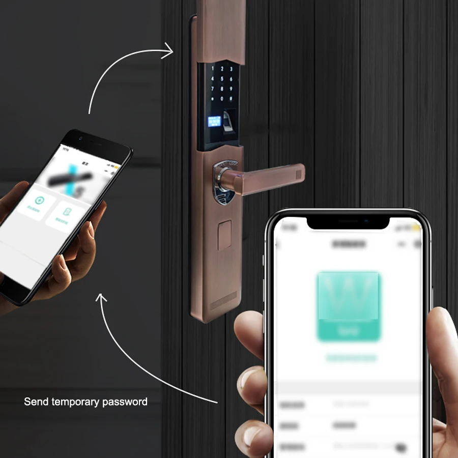 Imagem -04 - Luxo Segurança Mortise Anti-roubo App Código Keyless Digital Impressão Digital Entrada Porta Handle Smart Lock Conjunto para Casa