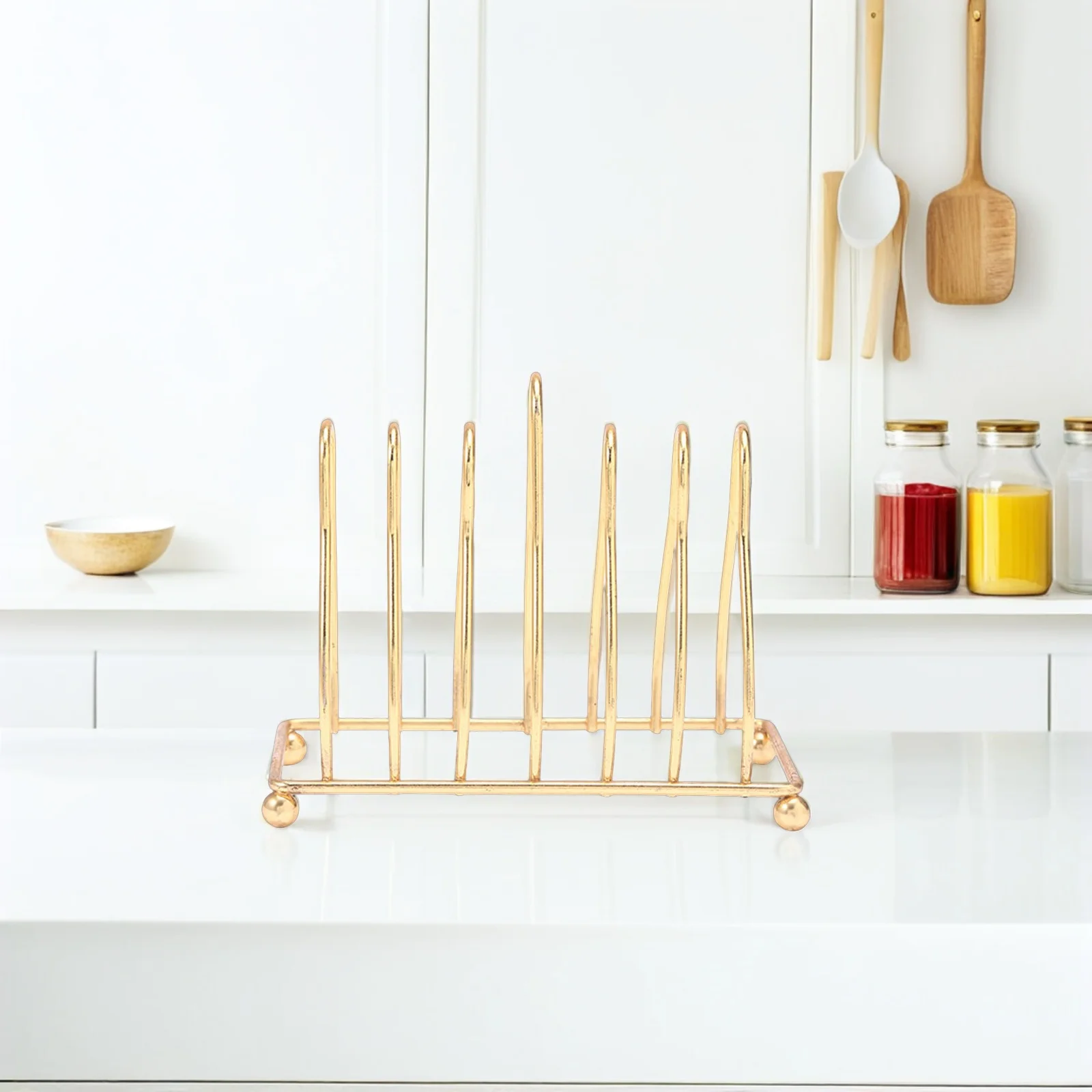 

Sturdy Iron Plate Decorative Countertop Organizer Wear-Resistant Kitchen Storage Stand Household Desktop Plate Holder Cutlery