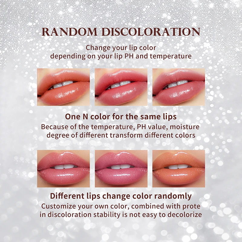 Kleurveranderende lippenstift, langdurige vochtinbrengende hydraterende lippenstift, temperatuurgeactiveerde lippenbalsem, voedende lipverzorging cosmetica