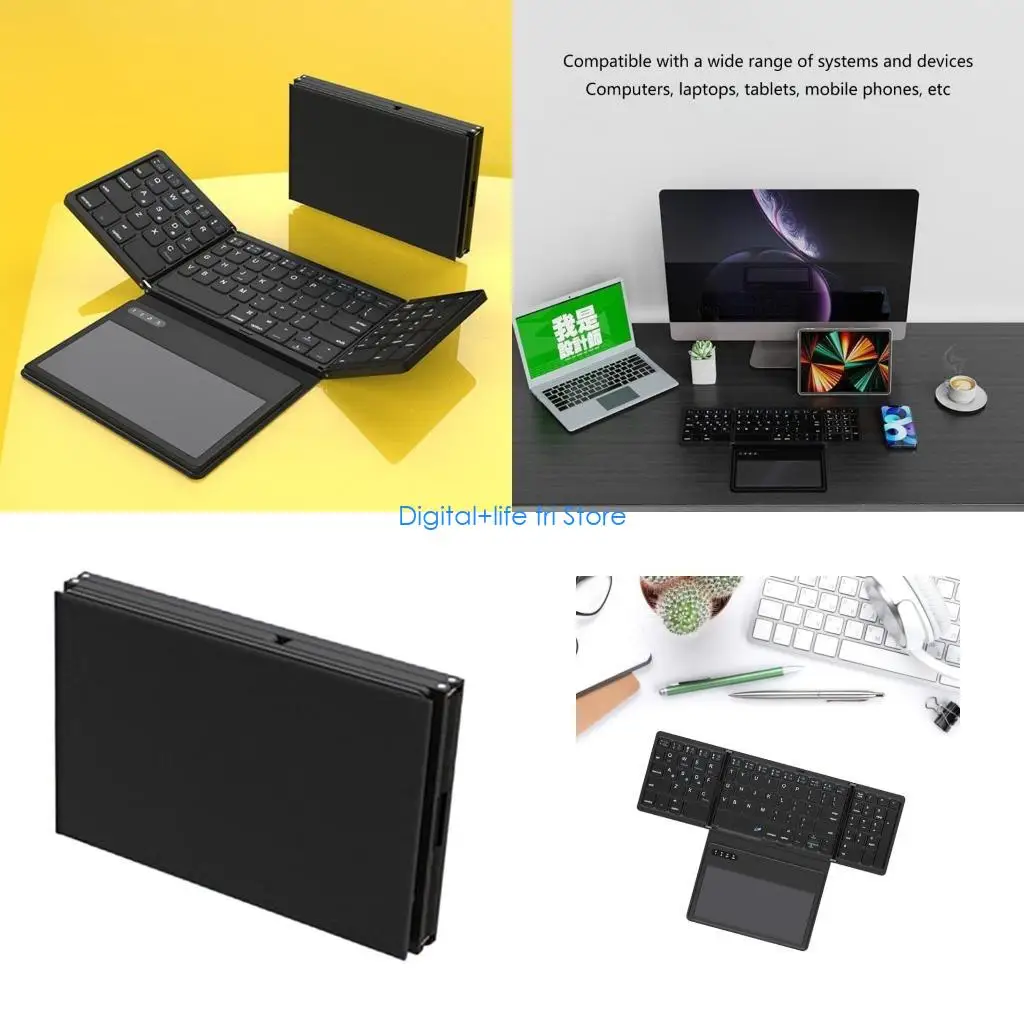 

E06D Складная клавиатура Беспроводная портативная Bluetooth-совместимая клавиатура с сенсорной панелью