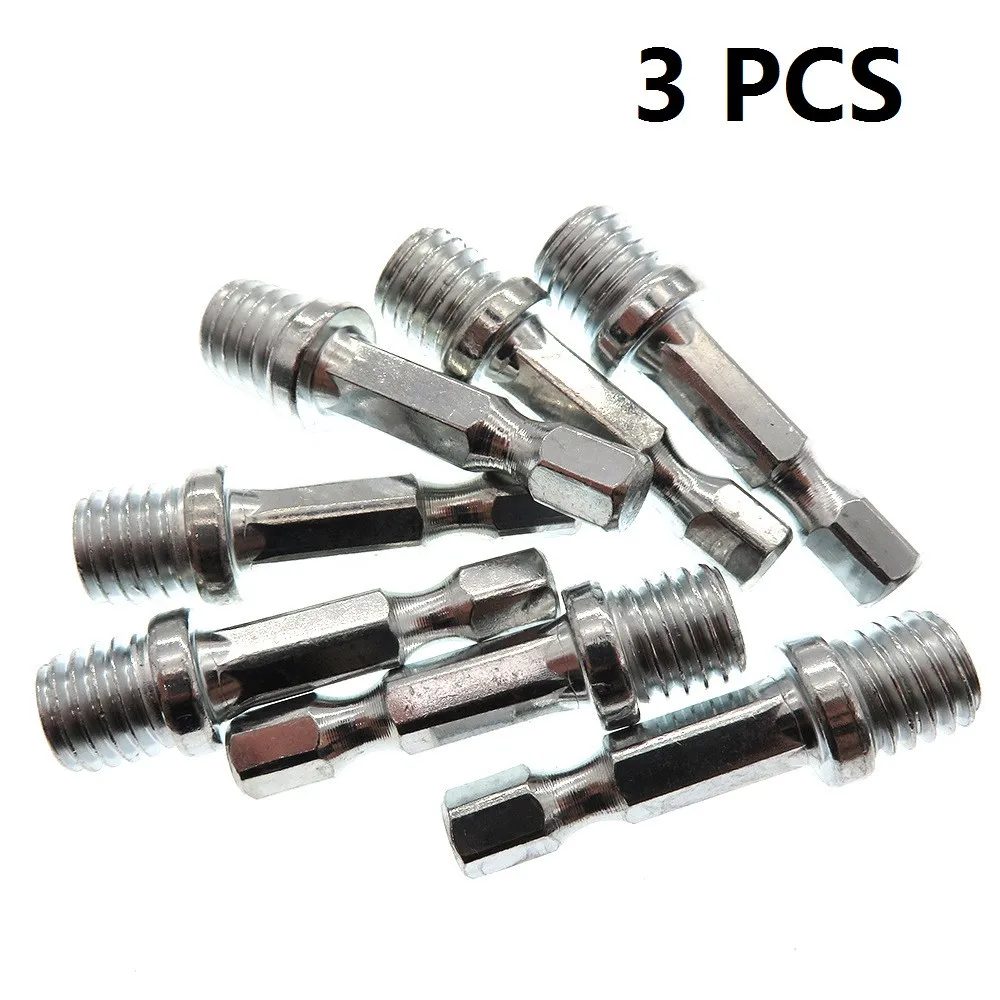 

Heavy Duty Power Tool Accessory 3pcs 1/4 Hexagon Connecting Rod Adapter Drill Chuck M10 Polishing Disc Connectin