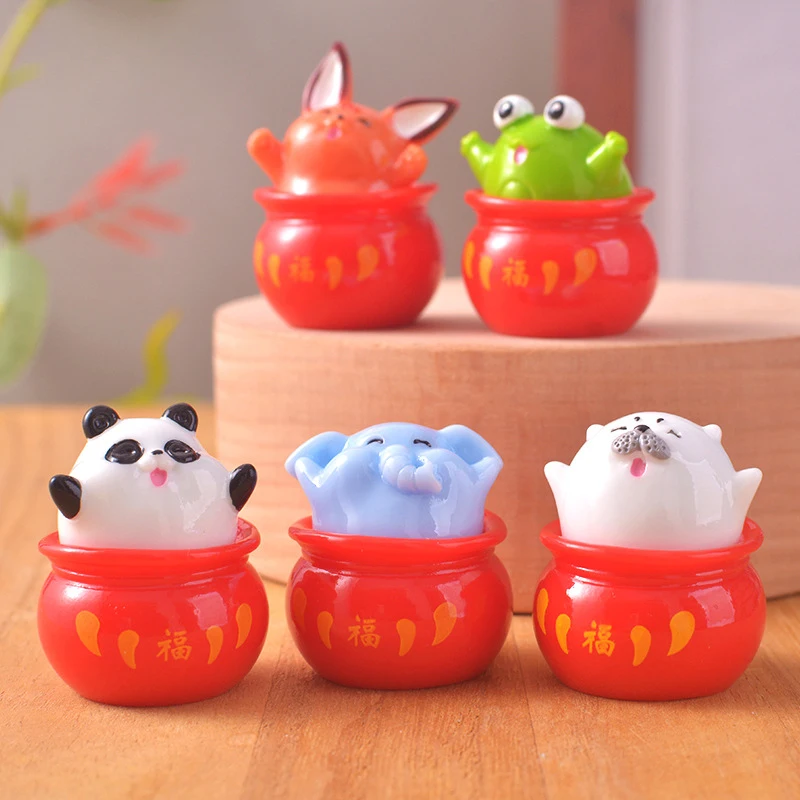 2Pcs Creative Cute Animal Tumbler Miniature Figurine Ornament DIY Home Decoration Accessories Kawaii Desktop Decoration Gifts