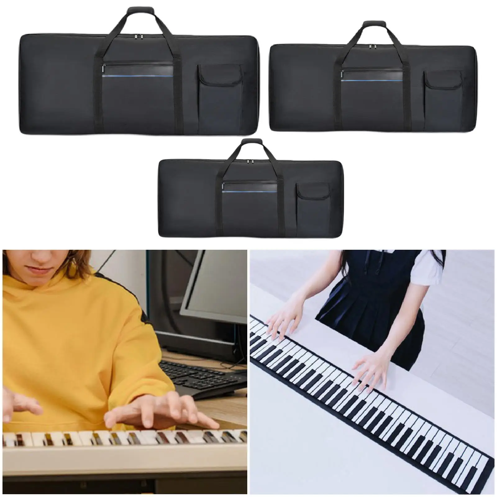 61 Key Keyboard Bag Carrying Case with Pocket Padded Portable Keyboard Gig Bag for Outdoor Concert Performance Music Studio Tour