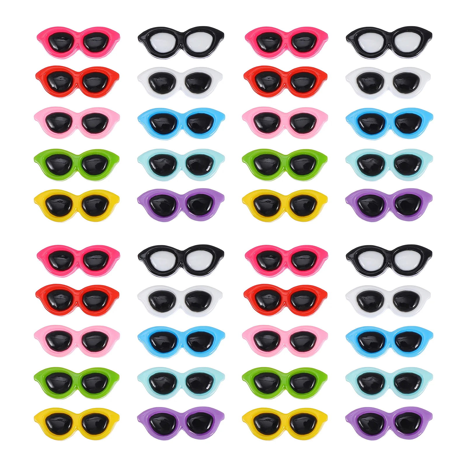 40 Pcs Round Stickers Sunglasses Hairpin Phone Case Flatback Charm Key Chain Miniature Bulk Toys