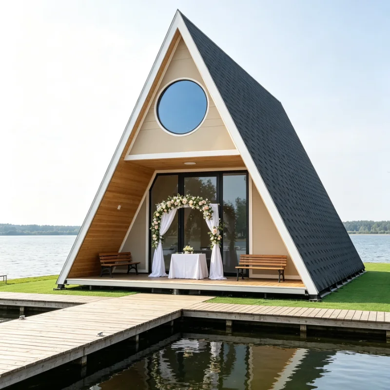 Customized Modular Tiny Home A Frame Design With Galvanized Steel Frame For Garden Office Or Guest Room