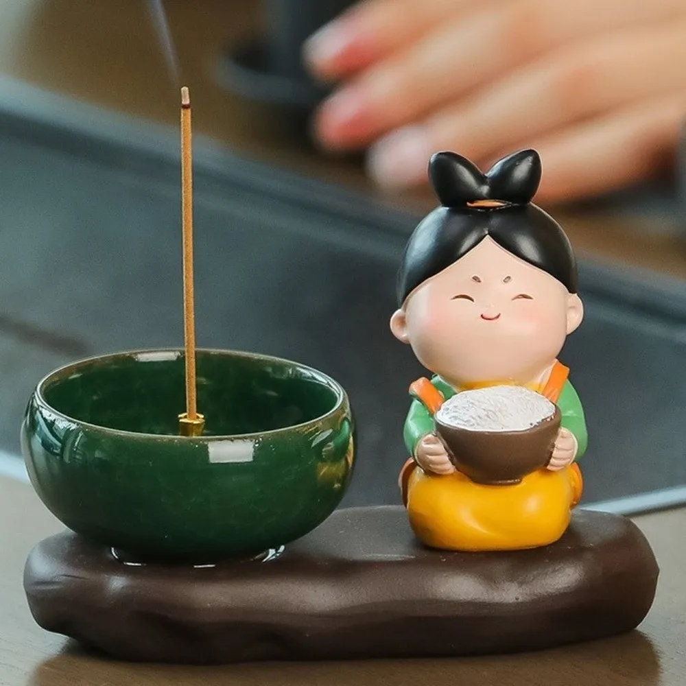 Creative Cartoon Girl Incense Burner Tang Dynasty Lady Chinese Style Ceramic Incense Stick Holder Anti-slip Exquisite