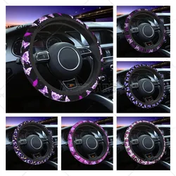 Butterfly Purple Car Steering Wheel Cover Universal Auto Steering Wheel Protector Elastische Car-styling Interior Accessories