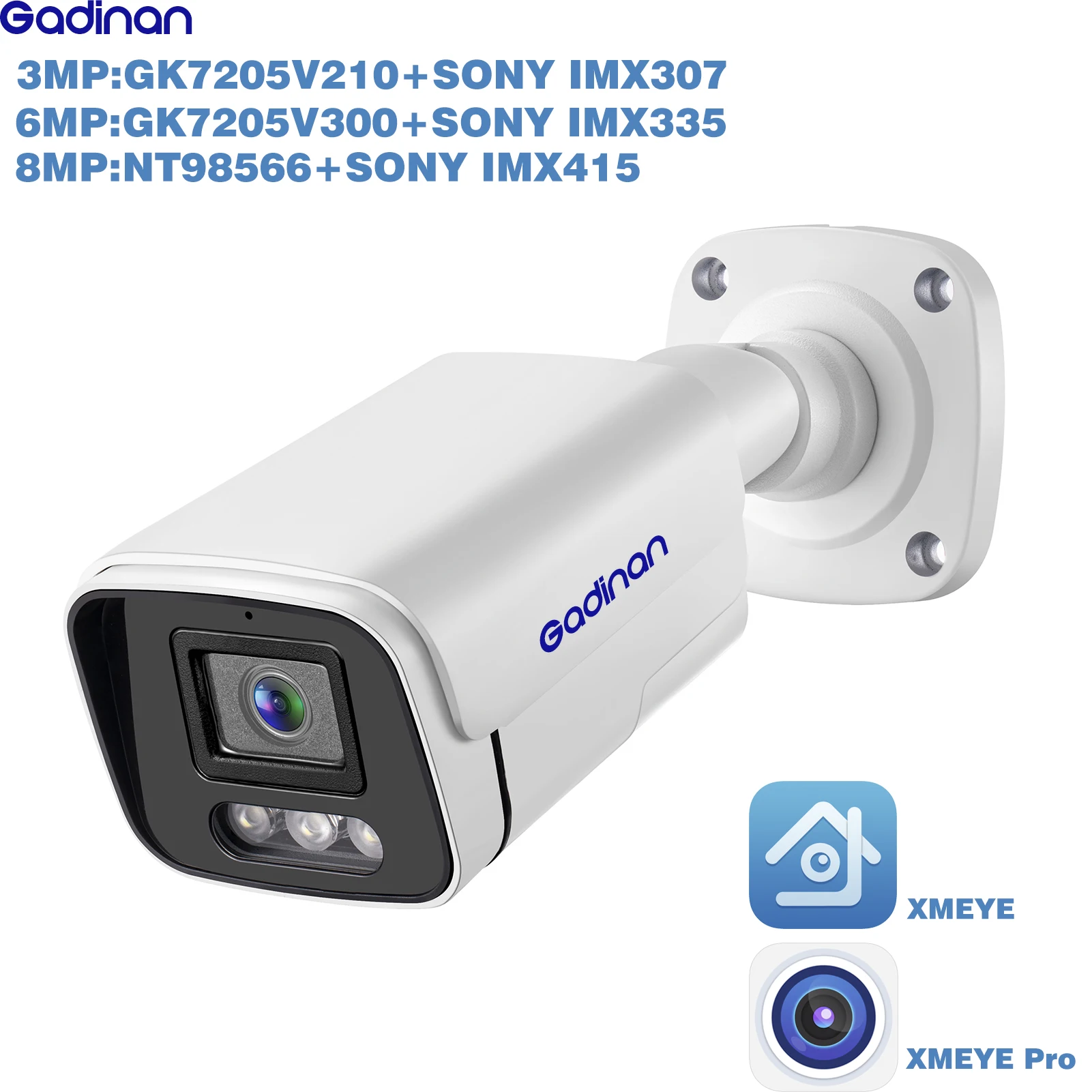 

IMX415 IMX335 IMX307 4K 8MP 6MP 3MP Low illumination Color NigthVision IP Outdoor Metal Bullet Camera Face Detect P2P IP66 XMEYE