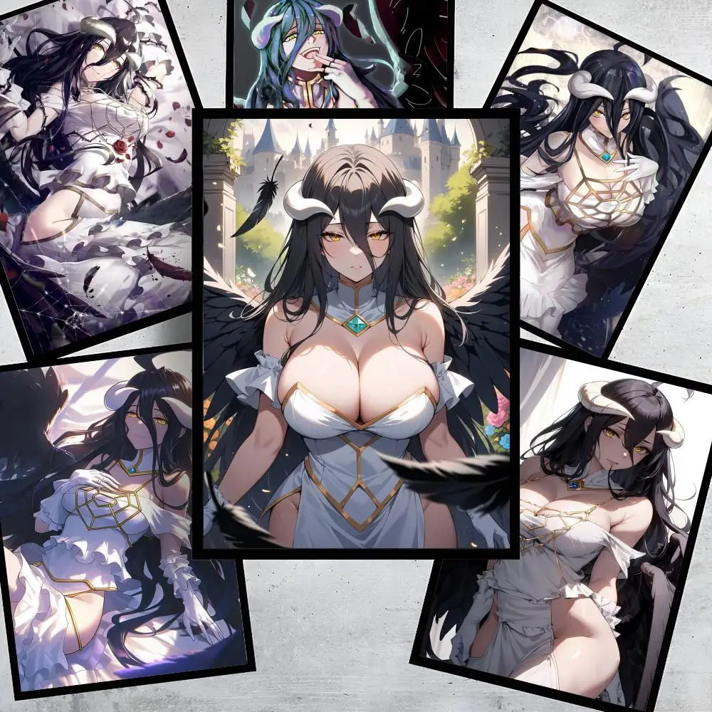 O-Overlord Albedo Anime Poster Stickers HD Painting Self-Adhesive Art for Bedroom Living Room Home Decor Modern Wall Decals Gift