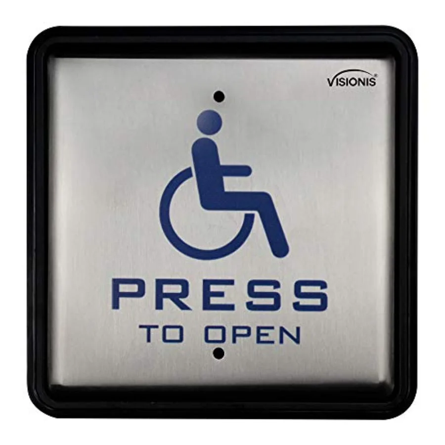 

VIS-7039 Wired Handicap Stainless Steel Square Push to Exit Button Switch for Access Control with NC COM and NO Outputs with Ba