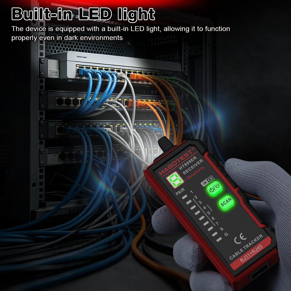 HABOTEST HT809 Multifunctional Network Cable Tester RJ45 RJ11 Wire Tracker VFL Visual Fault Locator Wire Mapping Crimp Test Tool