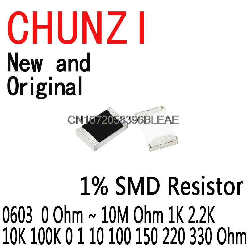 5000PCS New Resistor SMD Accuracy 0603 1% 0 Ohm ~ 10M Ohm 1K 2.2K 10K 100K 0 1 10 100 150 220 330 Ohm 1R 10R 100R 150R 220R 330R