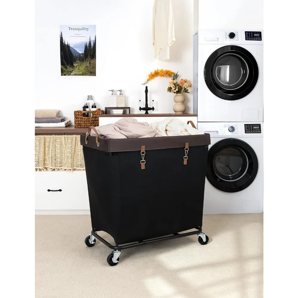 سلة غسيل دوارة كبيرة جدًا بعجلات، سلة تنظيم الملابس للفنادق، حل تخزين الملابس القذرة #6