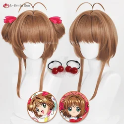 Anime Sakura Kinomoto Cosplay Costume Wigs 46cm Short Brown/Golden Heat Resistant Synthetic Hair Halloween Party Wigs + Wig Cap