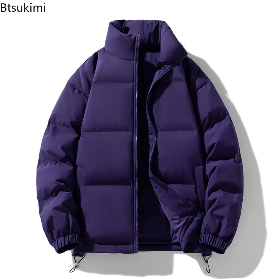 Couple's Winter Thick Cotton Jacket Casual Simple Loose Stand Up Collar Parkas High Street Trendy Cotton Jacket Coats for Unisex