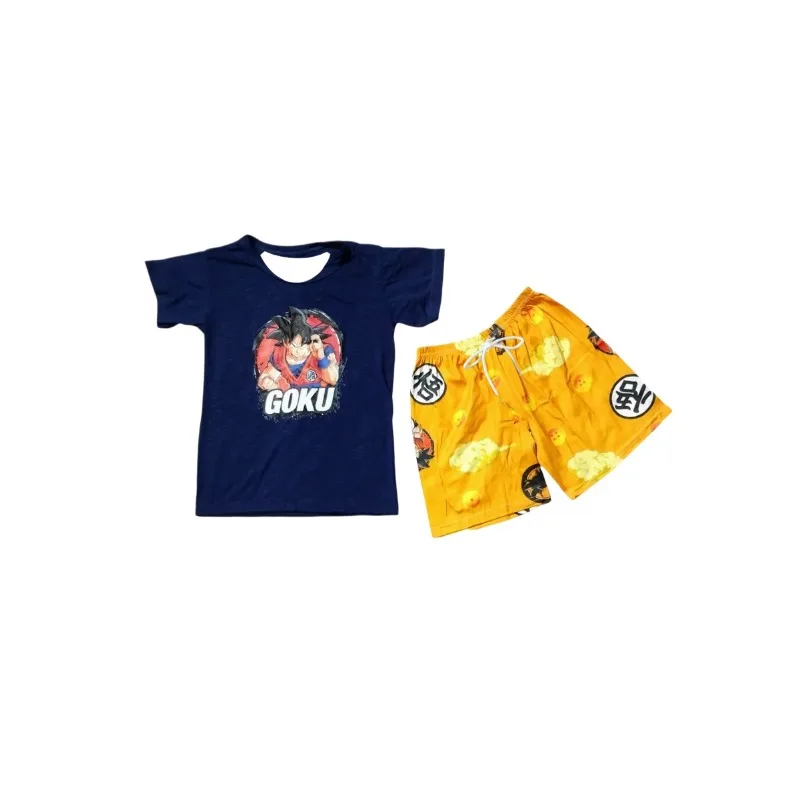 

2026 Dragon Ball Pajama Set Son Goku Cartoon Matching Family Outfits Boy Girl Short Sleeve &Shorts Summer Quick-dry Comfortable