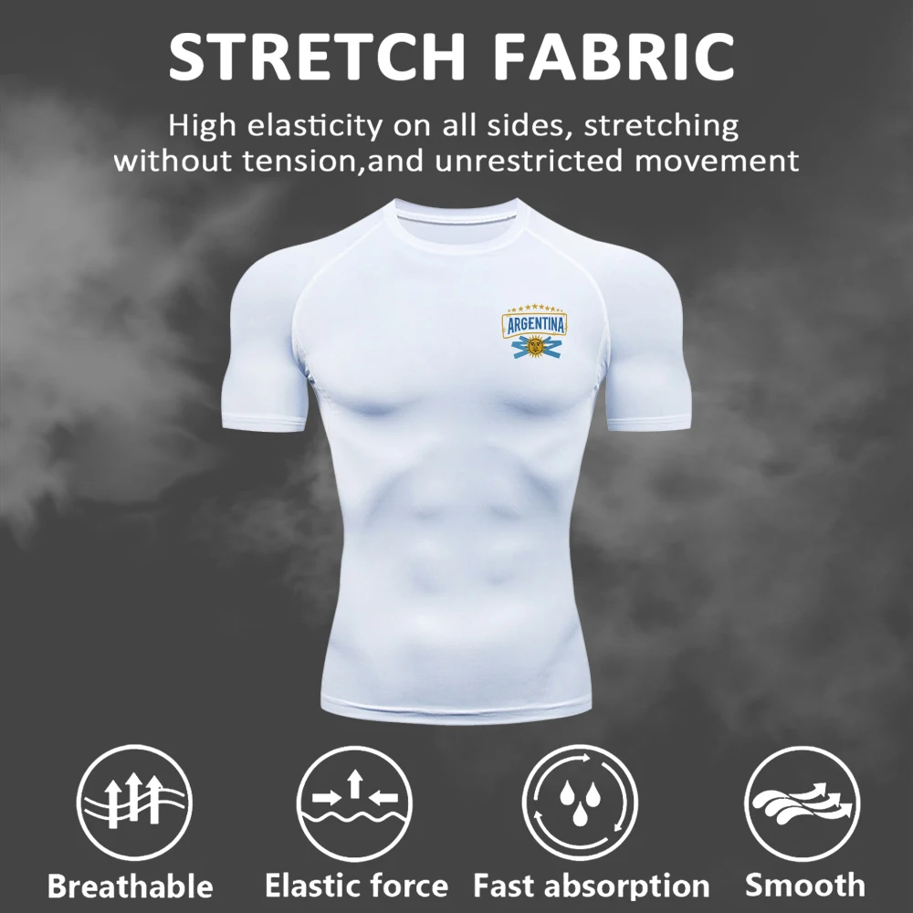 

Мужская дышащая быстросохнущая компрессионная футболка с модным футбольным принтом, стильная повседневная спортивная футболка с коротким рукавом для повседневной носки
