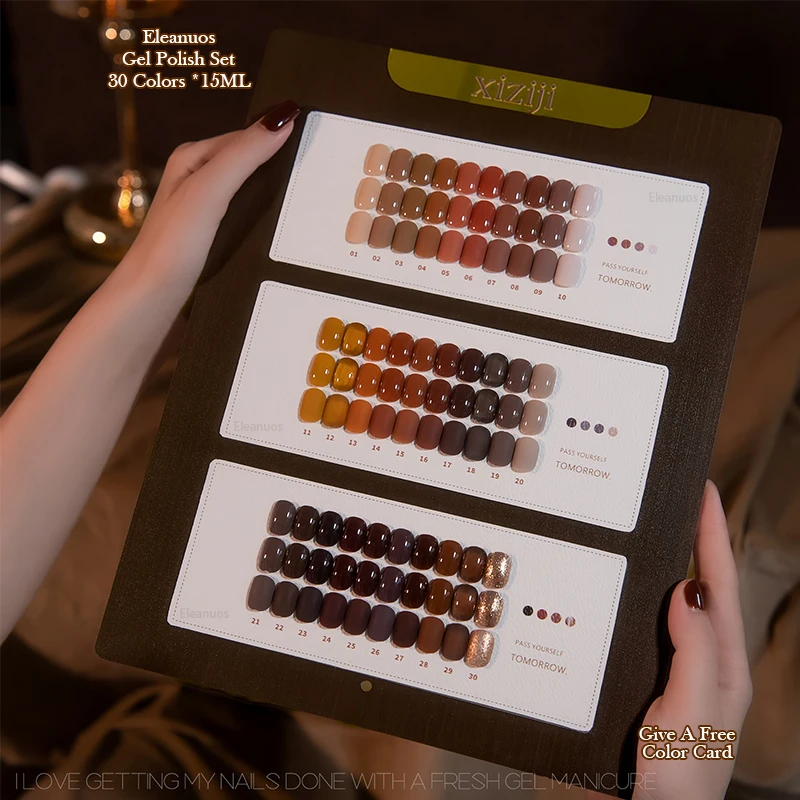 

Eleanuos, популярный гель для полировки, 30 шт., смешанный полуперманентный янтарный карамельный клей для ногтей, блестящий осенне-зимний праймер для салона, отбеливание