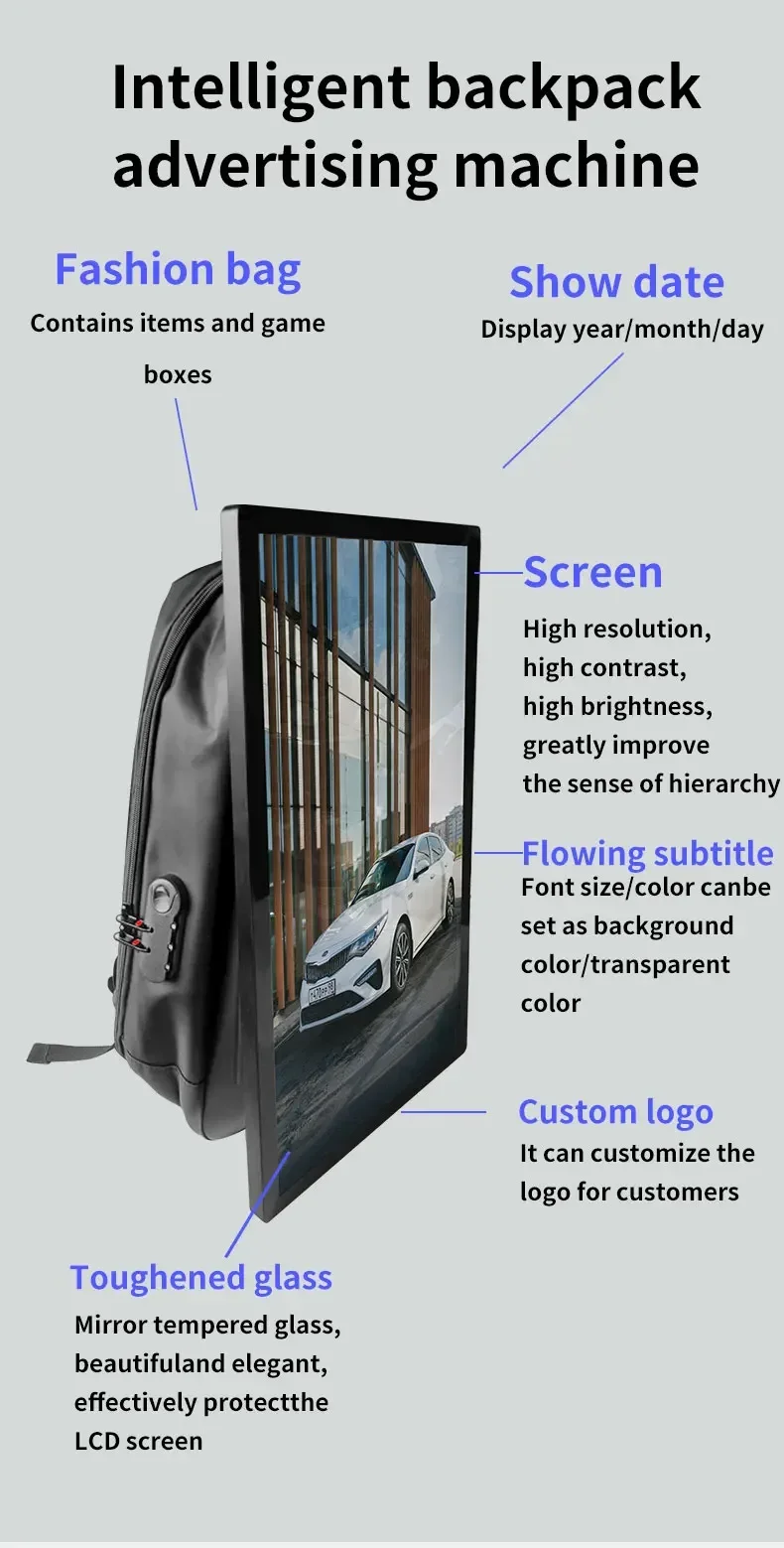 New Wholesale 21.5 Inch Digital Backpack Billboard Advertising Player Human Walking LCD Signage
