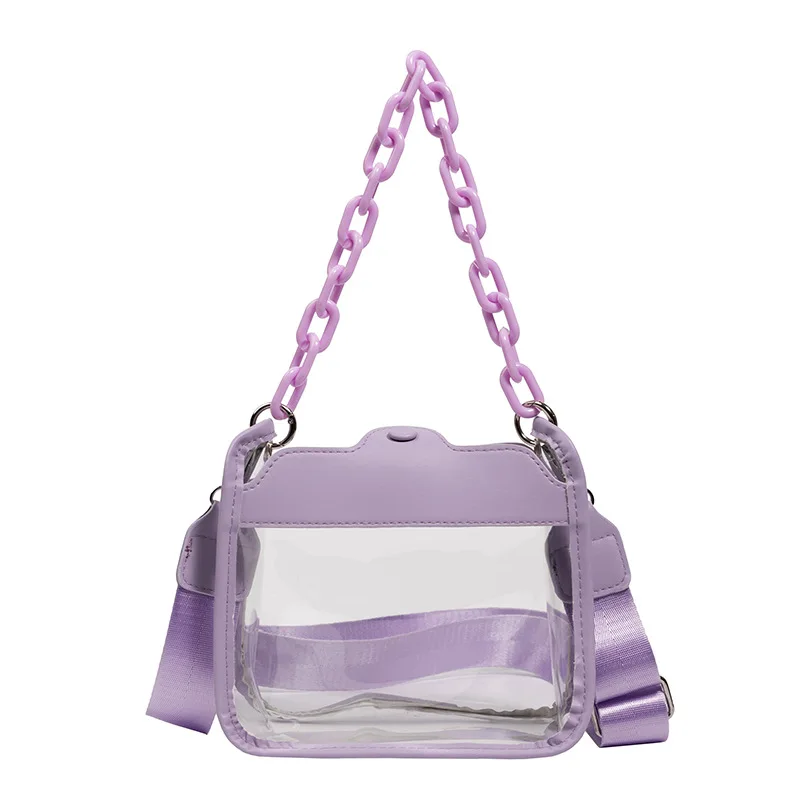 2023 Summer Women Clear borsa a tracolla trasparente borse e portamonete in gelatina femminile borsa a tracolla quadrata con catena acrilica Bolsos