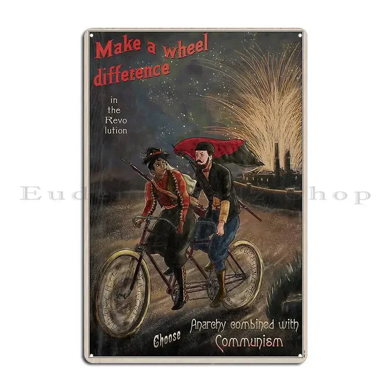جعل عجلة الفرق الفوضى والشيوعية لوحة معدنية ملصق المرآب الديكور تصميم غرفة المعيشة الصدأ تين تسجيل ملصق #2