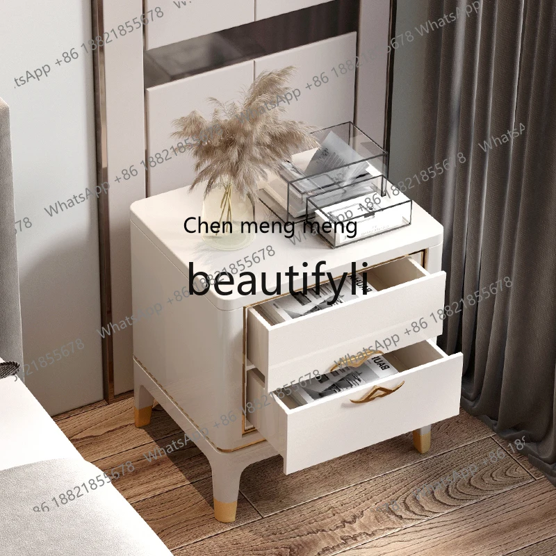 Mesa de cabeceira luxuosa americana, moderna, simples, armário de armazenamento para quarto, pequeno apartamento, mesa de cabeceira h