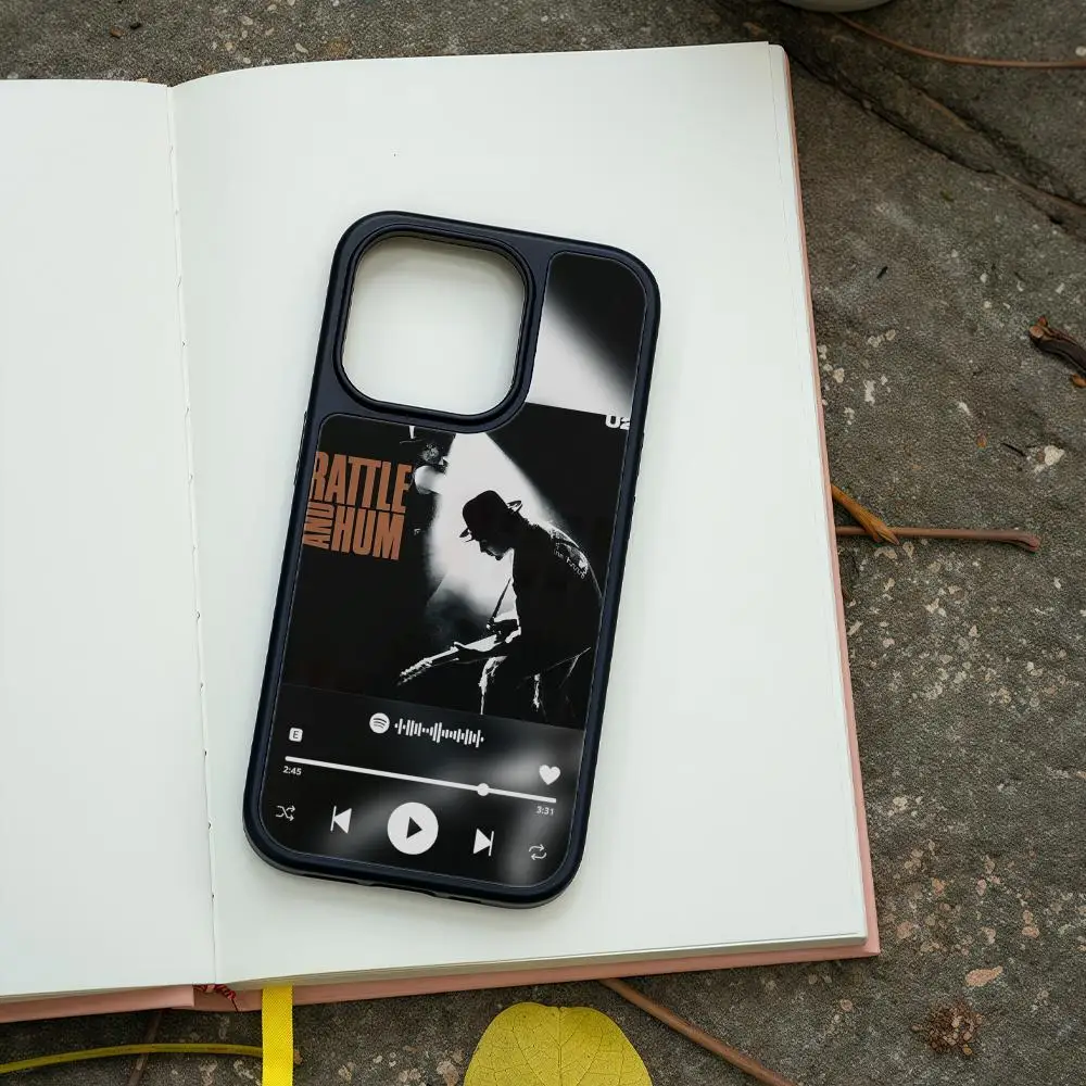 حافظة هاتف U-U2 لهاتف آيفون 17 16 15 14 13 12 برو ماكس بلس إطار أسود من ألياف الكربون الأكريليك غلاف صلب