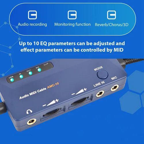 Imagen 2 del producto DOREMiDi-Adaptador de Cable MIDI de interfaz MIDI A, para edición de seguimiento de grabación, Cable MIDI de Audio, convertidor USB, reverb incorporado