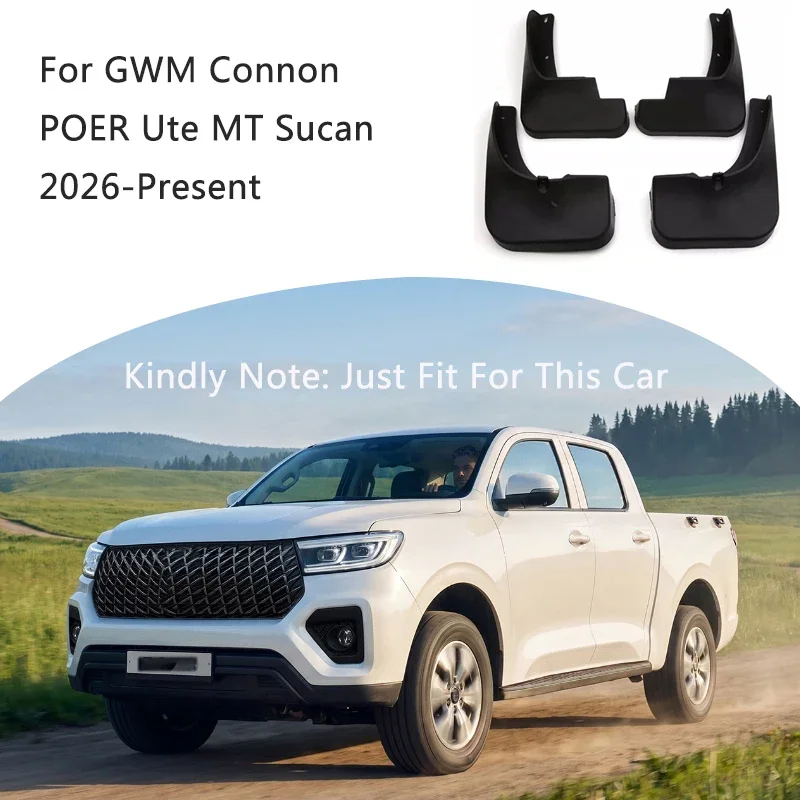 ABS Car Fender Mud Flaps Splash Guard Anti-dirt Wear-resistant Body Protect Accessory For GWM CANNON POER MT Sucan 2026-Present