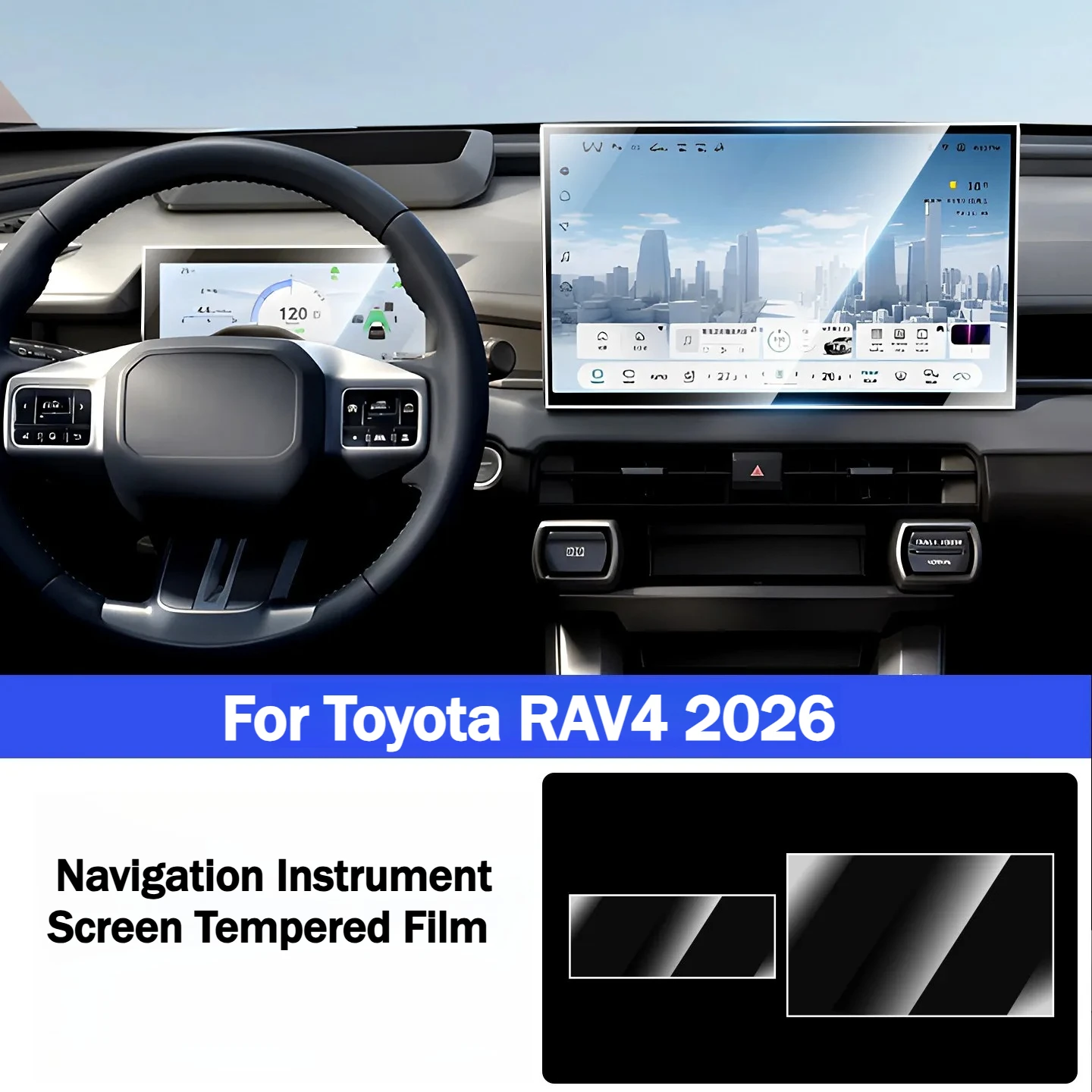Car Center Console Navigation Instrument Screen Tempered Film For Toyota RAV4 2026 Anti-scratch Touch Screen Protector Accessory