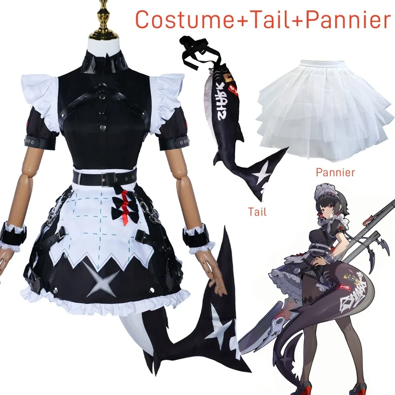 Zone Zero Ellen Joe Cosplay Costume Wig Maid Dress Uniform Tail Victoria Housekeeping New Eridu Halloween Party Women image 3