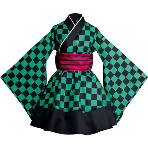 Anime Demon Slayer Kimono Maid Dresses Kamado Nezuko Cosplay Costume Japanese Kimonos Women Lolita Dress Halloween Party Gifts