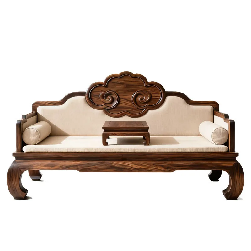 LTT New Chinese-style Luohan Bed, Song-style Aesthetics, Solid Wood Luohan Couch, Living Room Sofa Bed