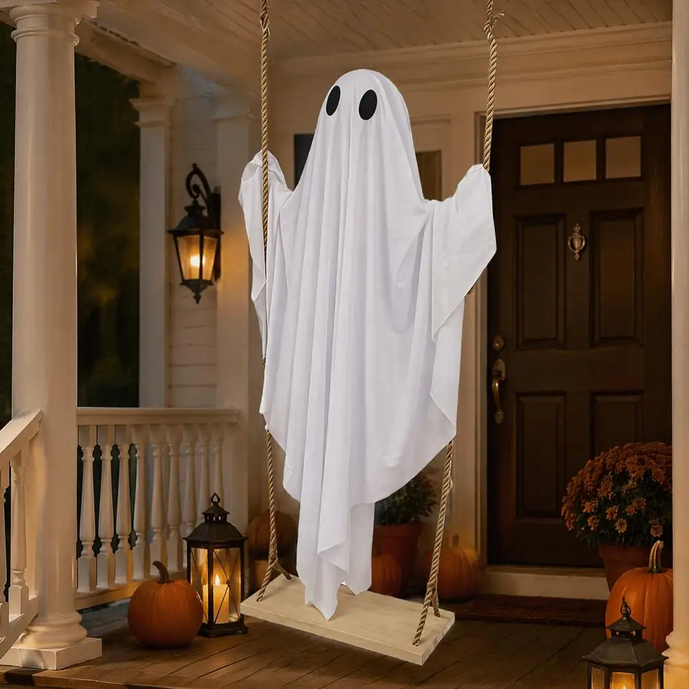 Floating Ghost for Patio Trees Halloween Hanging Ghost Decorations Halloween Hanging Ghost Swing Decor with String for Yard
