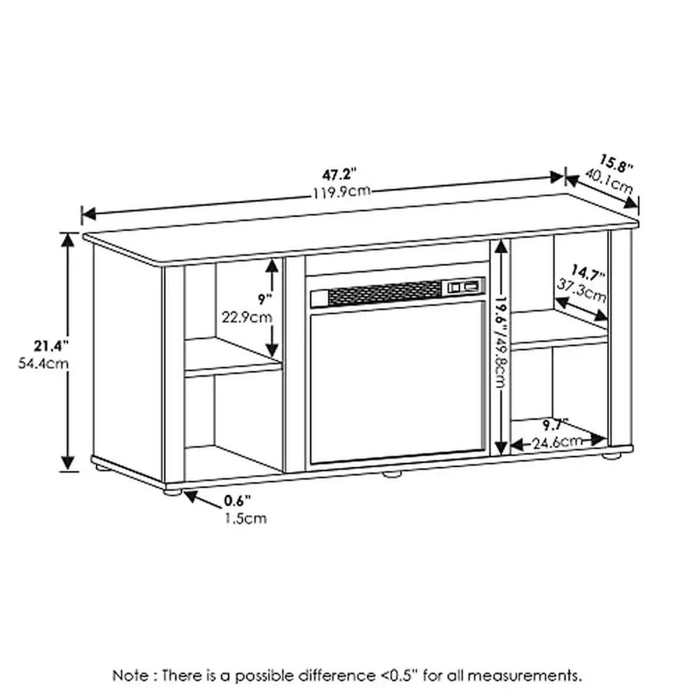 Wood TV Stand with Electric Fireplace Insert TVs up to 55 Inch Modern French Oak Grey Rectangular Shape Open Storage Living Room