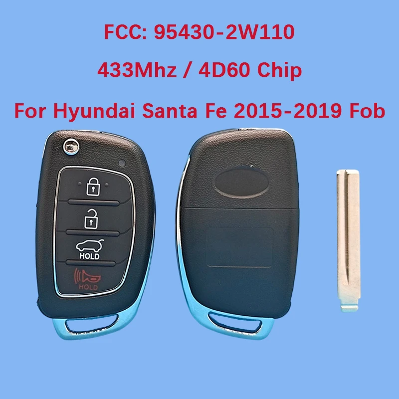 

CN020335 Послепродажный 4-кнопочный смарт-ключ с дистанционным управлением 4D60 чип 433 МГц FCC ID 95430-2W110 Keyless Go для Hyundai Santa Fe 2015-2019