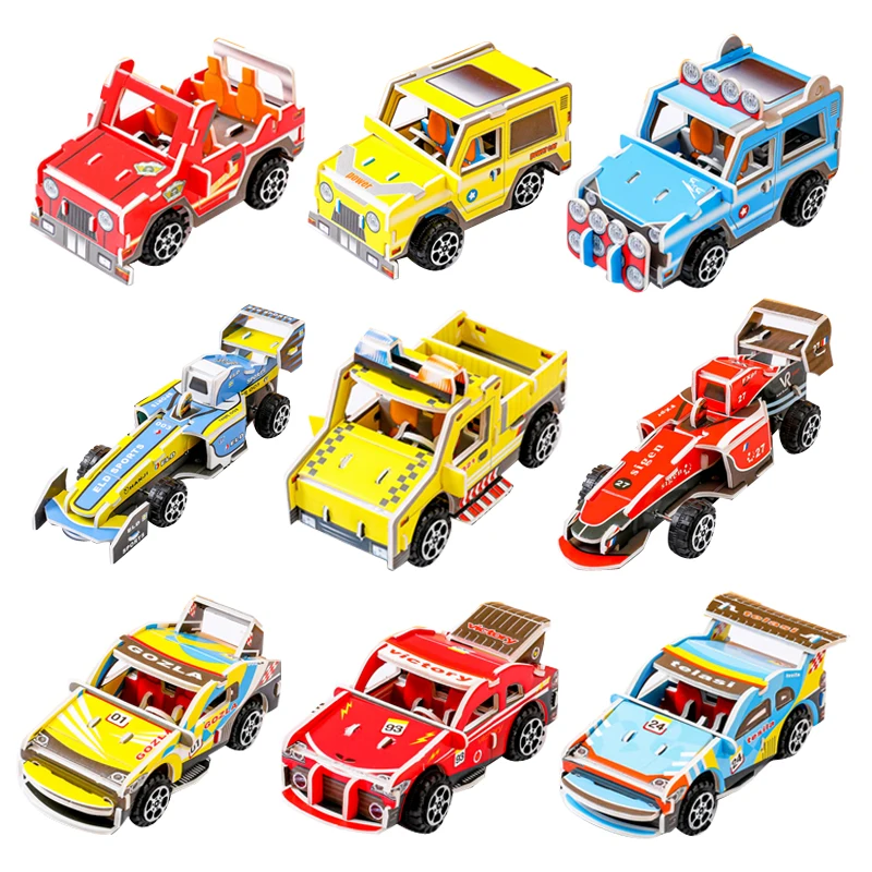 3D Cartoon Engineering Vehicle Cardboard Jigsaw Puzzle Suvs Sports Cars Paper Model for Kids Handmade DIY Toy Boys Gift P79