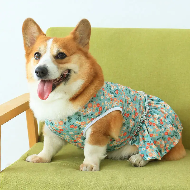 Floral Clothes For Large Small Dogs Summer Spring Puppy 2020 New Dress Size XS To 4XL French Bulldog Corgi Pet Cat Fashion Skirt