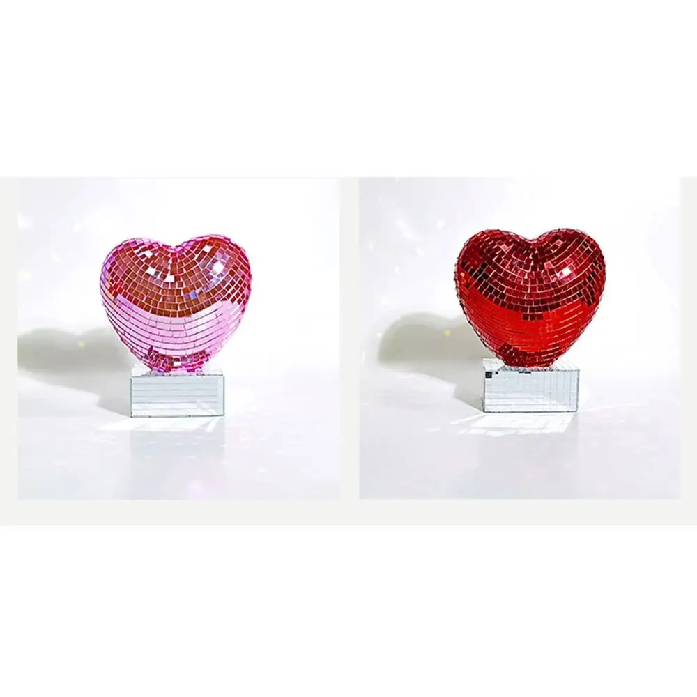 Reflective Heart Shape Disco Ball Decoration Romantic Red/Pink Color Mirror Surface Ornament Widely Use Shining