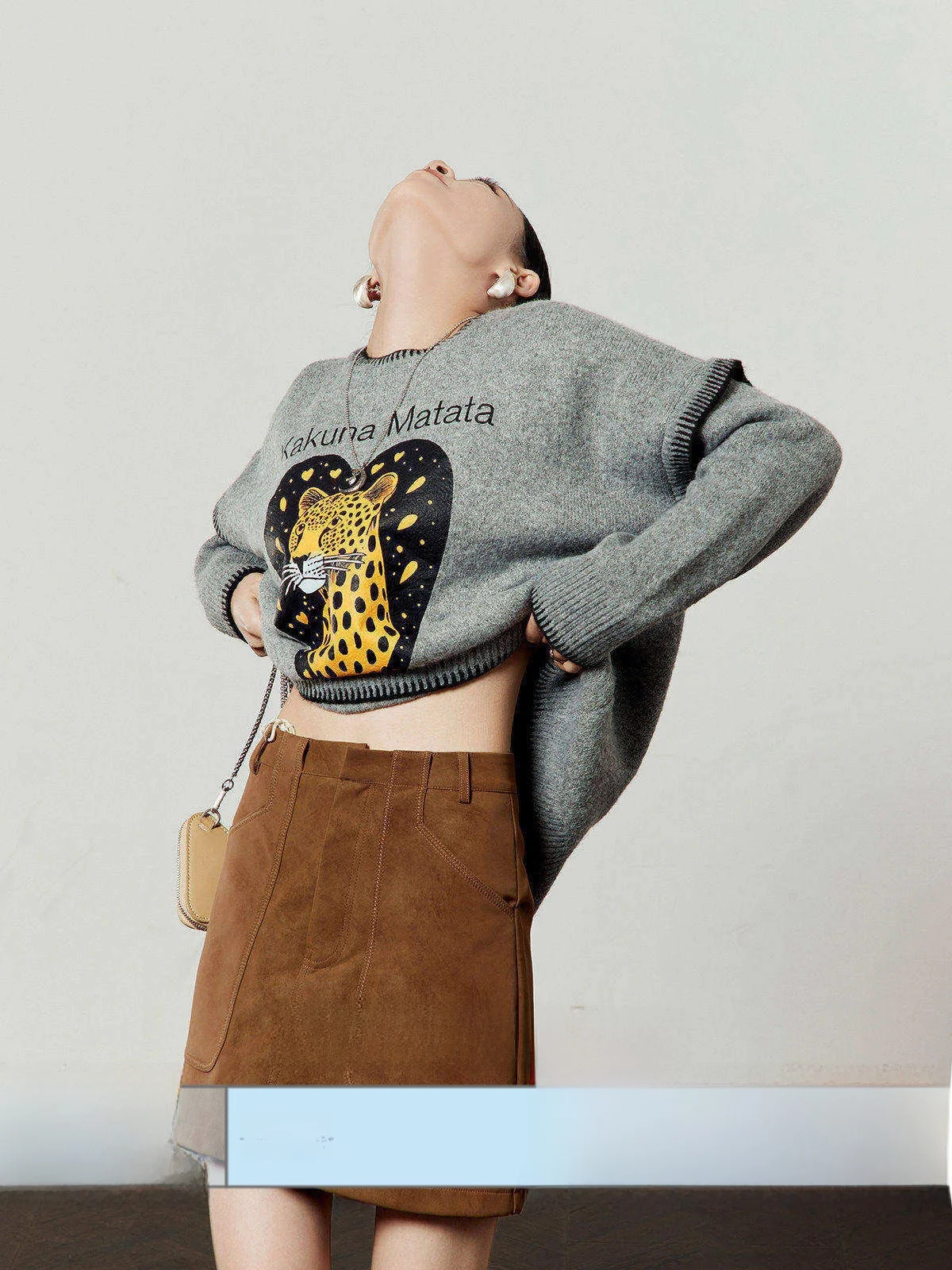 

ey Knitted Sweater Women's Spring New Print Color Blo Venus Leopard Design Comfortable Loose Fit Long Sve round Ne Top