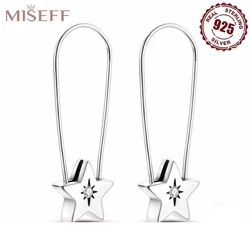MISEFF Newest Star Pin Earrings 925 Sterling Silver Hoop Earrings For Women Birthday Party Wedding Engagemen Gift Jewelry