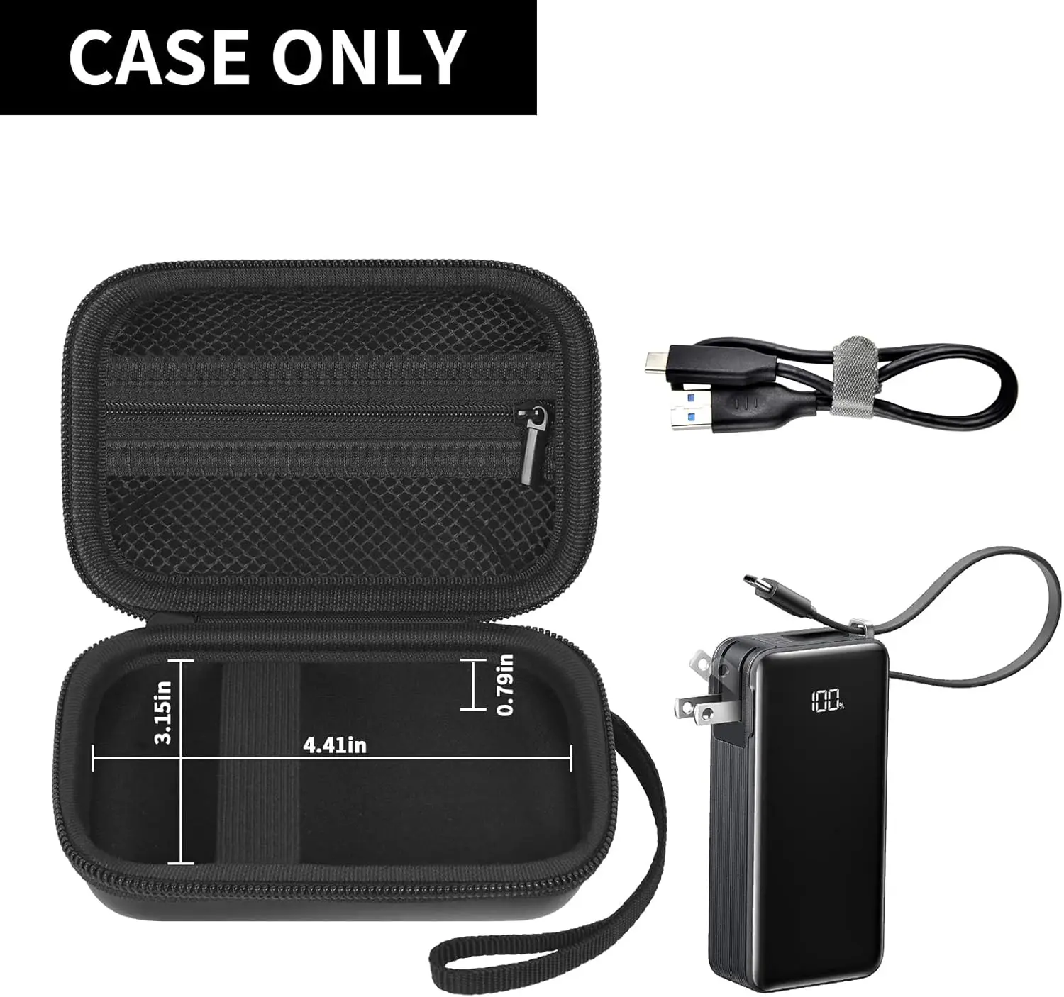 （Case only)Travel Case Compatible with Anker 3-in-1 Portable for iPhone Charger, 10,000mAh Power Bank, Storage Bag