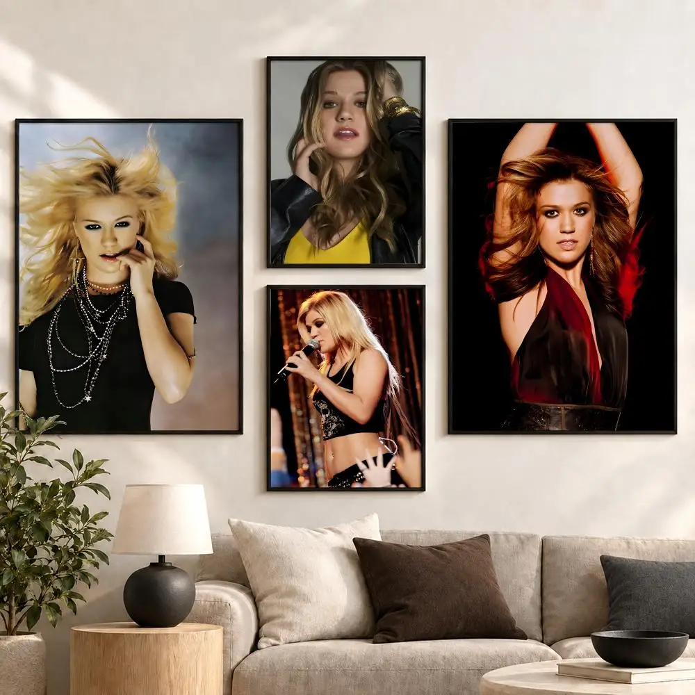 Kelly Clarkson Pop Singer Powerful Vocals Album Style Poster Aesthetic Art Print for Bedroom & Living Room Decor, Unframed